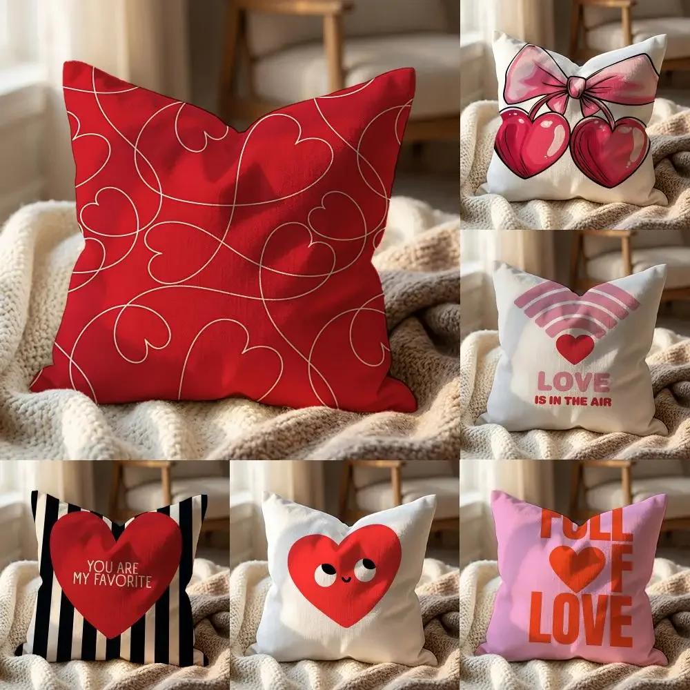 Holiday Valentines Day Cushion Cover MultiScene Pillow Cover for Home Car Reversible Soft Durable for Daily Use
