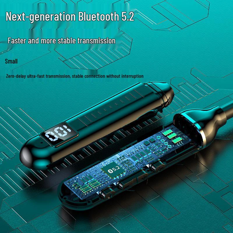 Neck-Hanging Semi-In-Ear Sports Bluetooth Earphones with Digital Display and Large Capacity