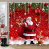 Christmas Elf Shower Curtain Rug Bathroom Set Snowman Fawn Xmas Gift Happy New Year Shower Curtain Set Bathroom Decoration