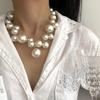 Ladies Pearl Necklace, Large Pearl Collar, Coarse Pearl Necklace, Pearl Pendant, Adjustable Banquet Wedding Jewelry