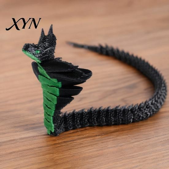 Detailed Snake Collectible Ornament, 3D Printing Poseable Figure with Movable Exotic Animal Ornament Joints Flexible Postures, Dark Themed Desktop