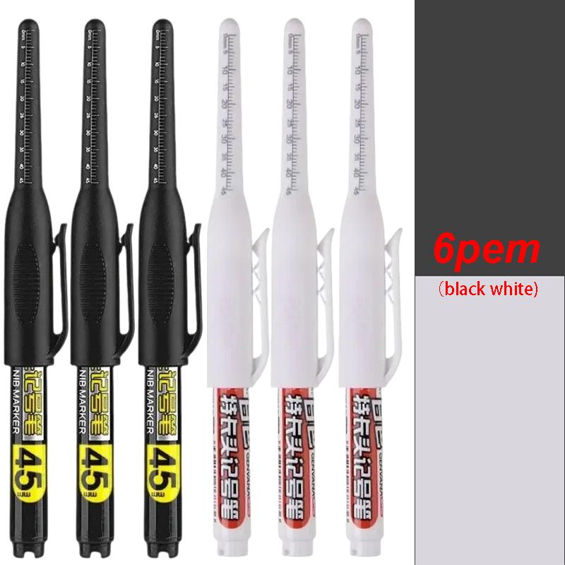 45mm Tip Waterproof Long Head Marker Pen set Quick-Dry Ink for Woodworking Construction Deep Hole Non-Toxic Black Red Blue White