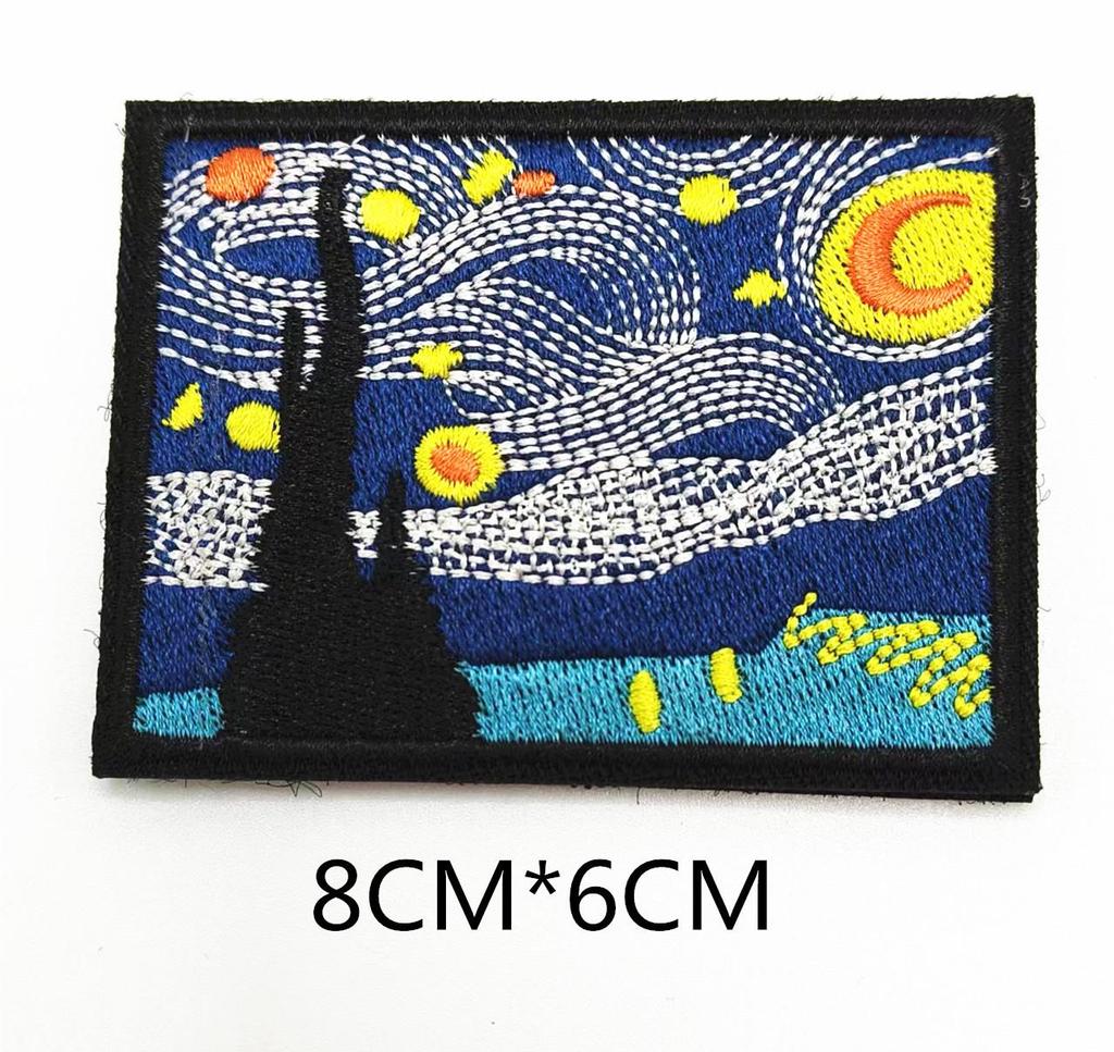 Gyeonggi Ukiyo-e Wave Embroidered Velcro Patch for Backpacks