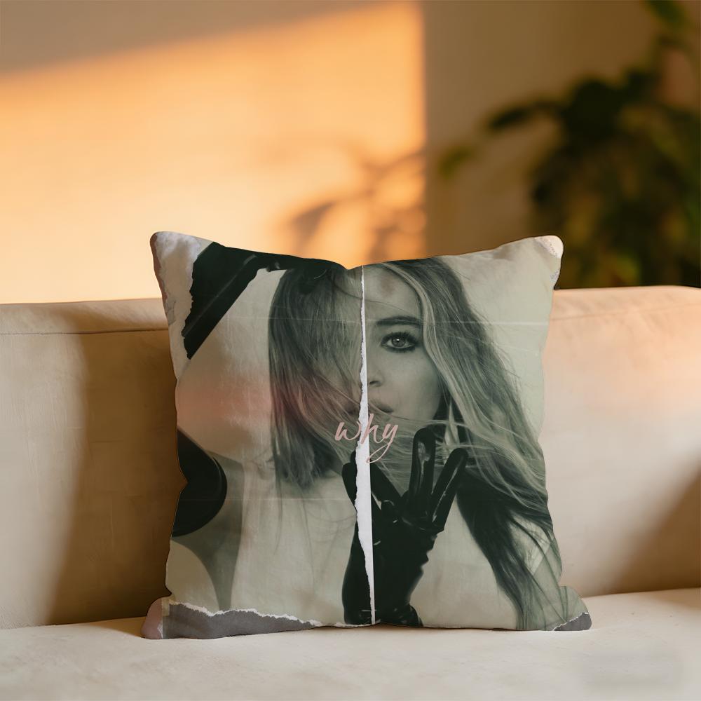 Sabrina Carpenter Album Cushion Cover Cozy Velvet Throw PillowSoft Warm Cushion For Sofa Bed