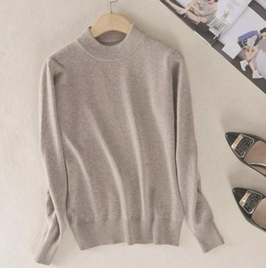 Women's Half-High Collar Spring/Autumn Knit Sweater Pullover