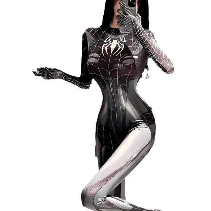 Spider-Man Cosplay Bodysuit: Open Crotch with Zipper, Sexy Role-Playing Costume
