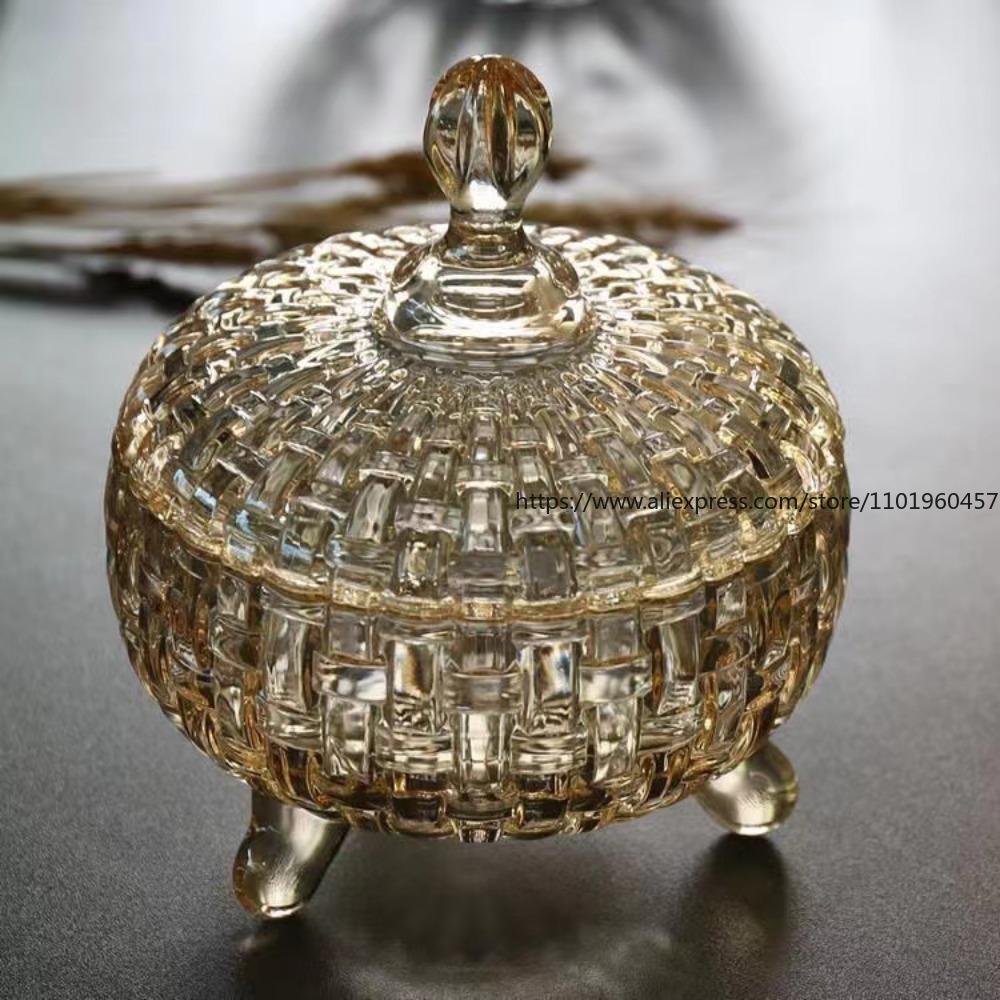 

2 Pcs Candy Cans, Glass Home Creative Cans, European Style with Lid