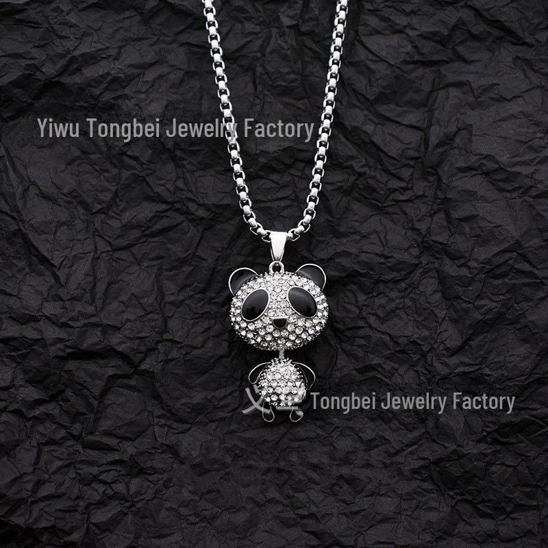 

Trendy 2023 Panda Pendant Necklace for Women, Men, and Kids - Cute, Hip-Hop Style, Perfect for Couples Panda with 70cm Titanium Steel Chain