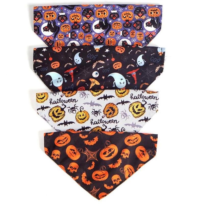 Halloween Dog Accessories for Small Large Dogs Cat Puppy Pet collar Pumpkin Skull Dog 1Pc Triangle scarf collar Pet Supplies