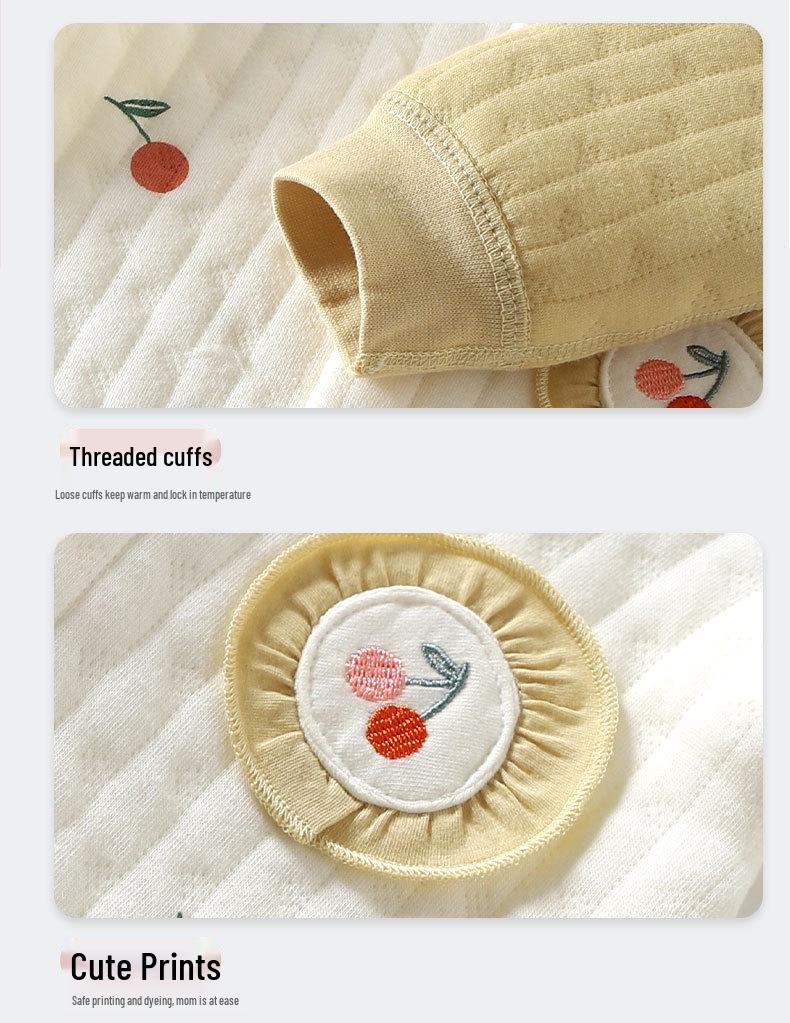 Dreilagiger warmer Baumwoll-Strampler ohne Knochen für 0-6 Monate