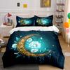 "Moon Flower Decorative Set" Bedding Set with 1 Duvet Cover 2 Pillowcases Single Double King Queen, Gift