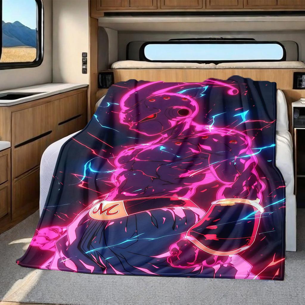 1PC Majin Buu Print Flannel Blanket, High quality All Seasons, Home Decor, Warmth and Comfort, Perfect for Christmas Gifts