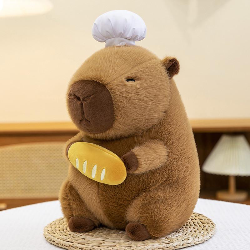 Cute Capybara Plush Toy Soft Cheesy Bread Design Adorable Cuddly Pillow For Home