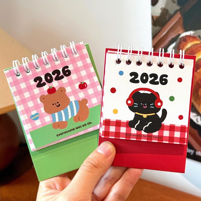 1Pcs Cartoon Portable Coil Monthly Calendar Planner 2026 Horse Year Mini Desk Calendar Office And Home Decor Year'S Present