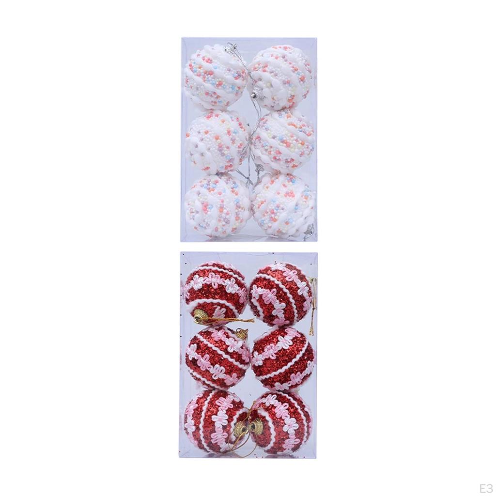 6 Pieces Christmas Hanging Decorations Xmas Decor Decorative Balls Baubles for Home