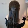 Head Hairpin Hair Clip Realistic Butterflies Luxury Hollow Out Long Tassel Faux Pearl Fix Back Claw Non-Slip Decoration Stable Accessories Grip