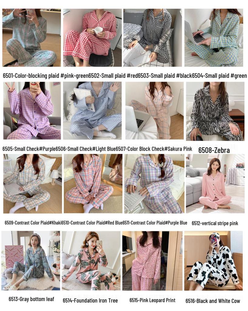 Korean Style Women's Long Sleeve Cardigan and Pajama Set for Spring, Autumn, and Winter Home Wear