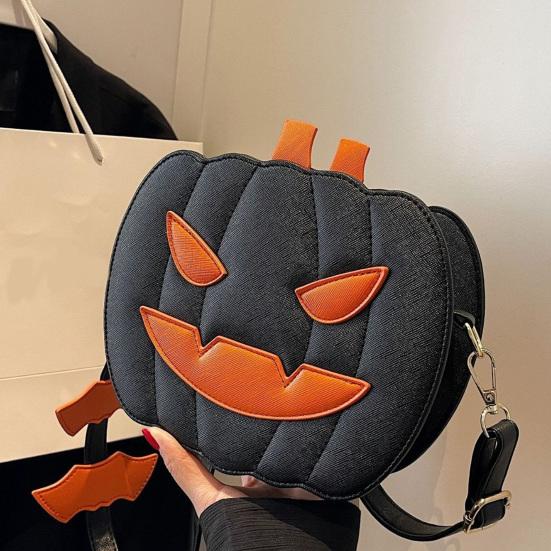 Cosplay Costume Accessory Cute Pumpkin Crossbody Bag, Halloween Trick or Treat Fashionable Novelty Bag Lightweight Purse with Adjustable Strap