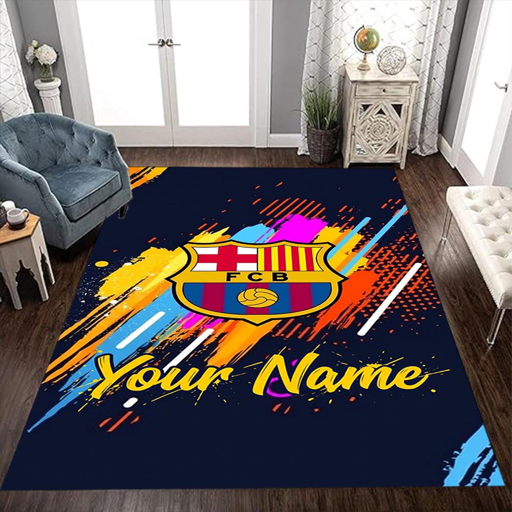 Barcelona Club Customize Text Floor Rug Office Rug Perfect for Entryway Study room Dormitory Decorate room Anti-slip Rug Decorate Offices