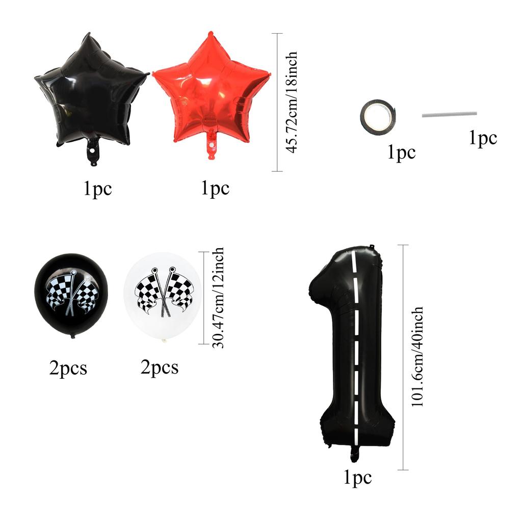 Racing Series Star Aluminum Film Digital Balloon Birthday Party Decoration Set Infield Arrangement