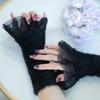 Lace Cute Girl Winter Detachable Warm Sleeves Sweet Sweater Decorative Knitted Fingerless Gloves Ruffled Universal Fake Cuff
