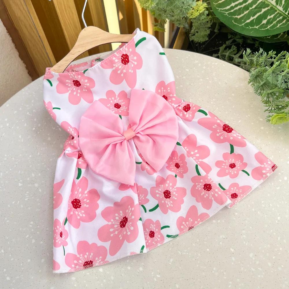 Dog Princess Dress Kitten Pet Skirt Spring Summer Cute Dog Dress Bow Lace Clothes for Small Medium Puppy Poodle Chihuahua