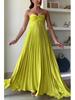 Women's Solid Color Pleated Bandeau Dress - Sleeveless, European & American Style, New Arrival