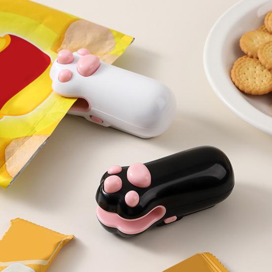 Mini Cat Paw Bag Sealer with Cutter USB Rechargeable Portable Snacks Food Vacuum Bag Heat Sealing Machine Resealer Opener Kitchen Gadget
