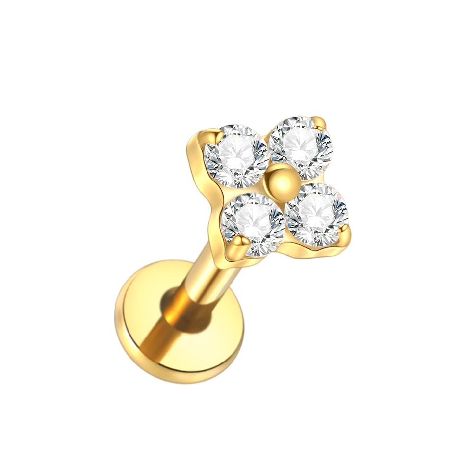 1PC G23 Titanium 16G Marquise Lotus CZ Flower Flat Back Stud Labret Tragus Helix Cartilage Conch Earring Piercings Sexy Jewelry