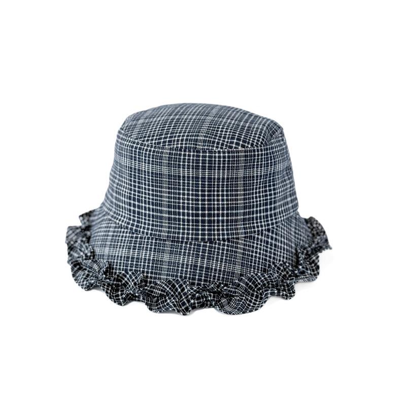 25 Early Autumn New Retro Elegant Plaid Pleated Edge Fisherman's Hat Children Show Their Faces Small Literary Trend