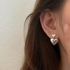 1 Pair Silver Color Stud Earrings Big Small Love Heart Shape Women Trendy Vintage Elegant Sweet Dual-Heart Pendant Jewelry