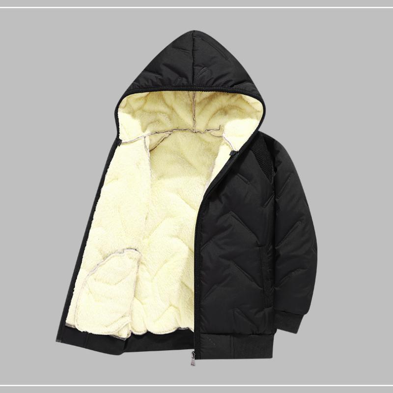 

Dubbped Winter Keep Warm Boys Girl Jacket Lined With Velvet Thick Cotton Padded Hooded Coat Kids Children Out The Cold Outerwear 170 чорний