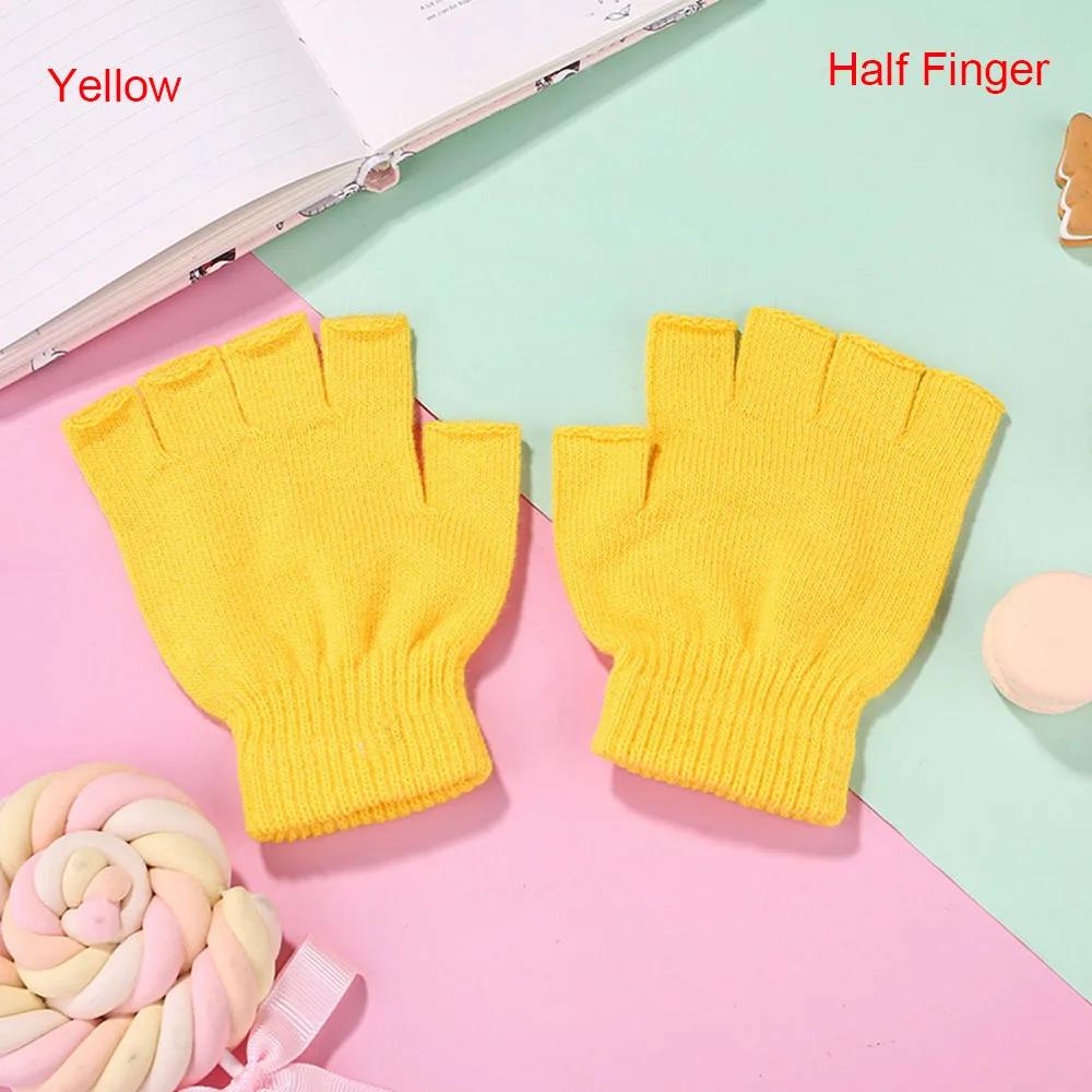 1 Pair Half Finger Fingerless Gloves Men/Women Black Warm Knitted Stretch Elastic Winter Outdoor Equipment Cycling Accessories