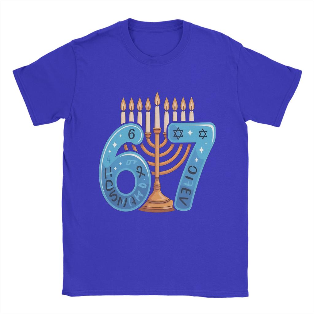 Unisex TShirts Funny Six Seven 67 Meme Sarcastic Hanukkah Fun Pure Cotton Tee Shirt Short Sleeve T Shirt O Neck Clothes Big Size