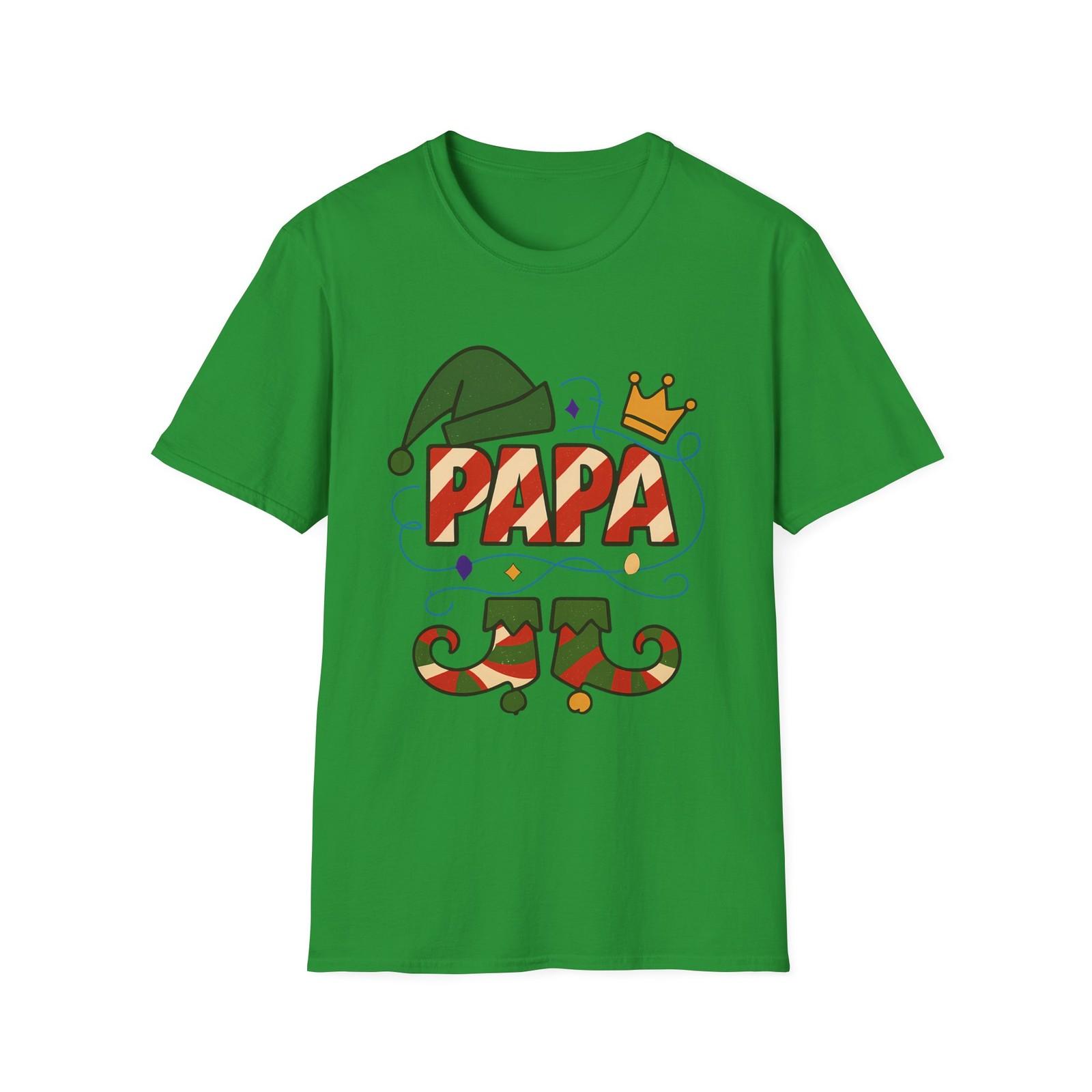 Unisex Softstyle T-Shirt Mens Womens Tees Top Papa Elf Candy Cane Crown Christmas Holiday S
