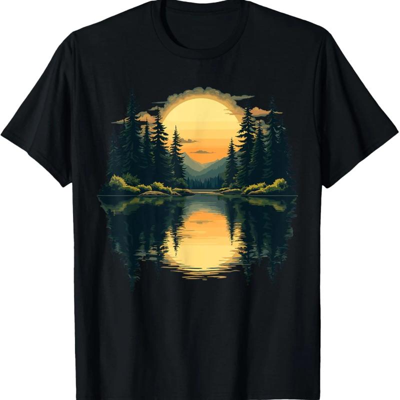 Trees Nature Mountains Adventure Outdoor Wildlife Forest T-Shirt Graphic T Shirts Print on Demand Camisas Streetwear