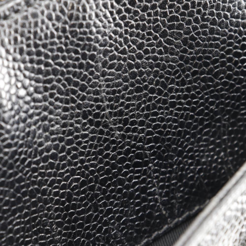 CHANEL logo Handbag black Caviar skin Women Used