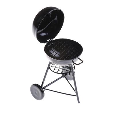 1 :12 Dollhouse Miniature Black Bbq Grill Dollhouse Garden Outdoor Accessory