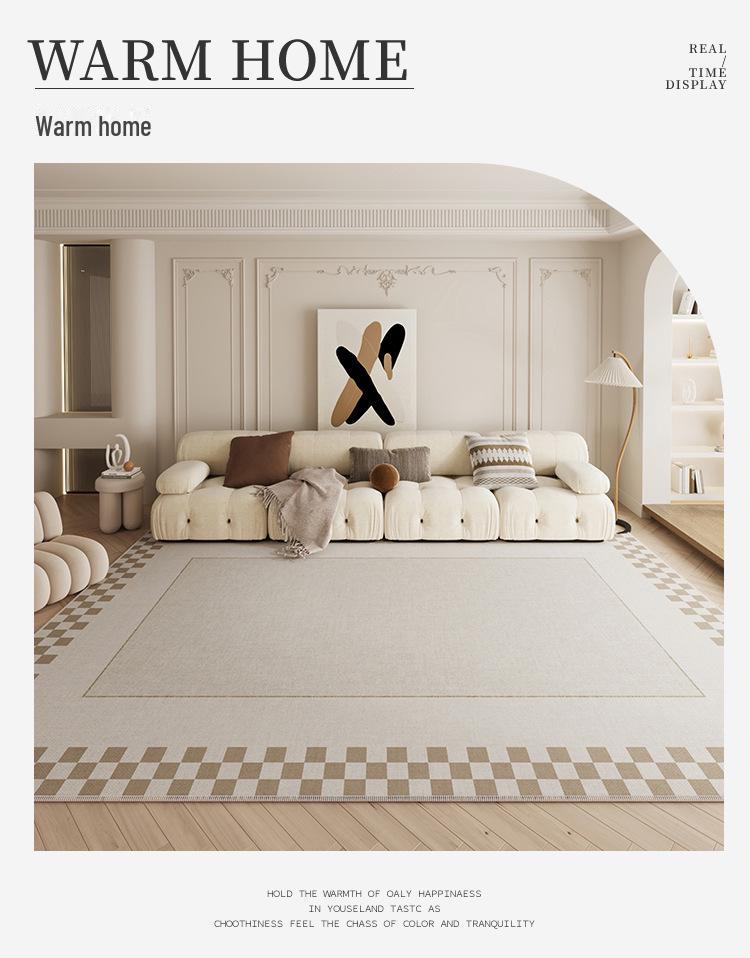 Luxury French-Style Cream Carpet: High-End, Stylish, & Scrubbable for Living Room or Bedroom