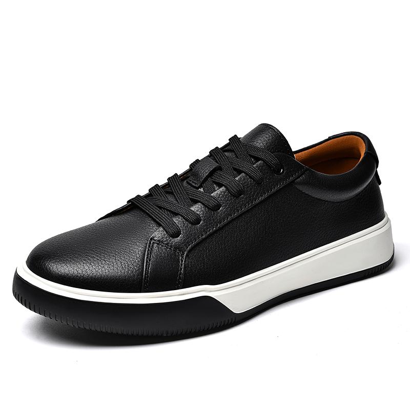 

Модные мужские повседневные туфли из натуральной кожи, низкие кеды на шнуровке, модная мужская обувь для скейтборда, универсальные кроссовки Tenis Masculino 44 чёрный