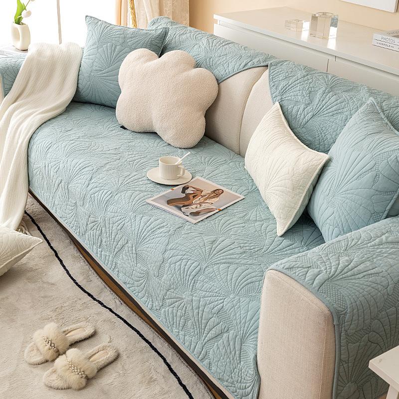 All-Cotton Sofa Cushion Four Seasons Universal Non-Slip Mat Nordic Simple Modern Leather Sofa Cover Solid Color Seat Cushion Cover Cloth