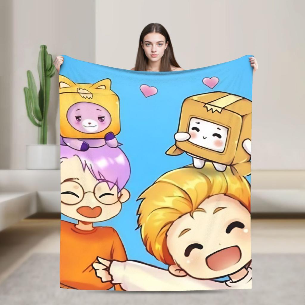 Foxy Boxy and Rocky Lankybox Blanket Soft Warm Novelty Plush Throw Blanket For Couch Bed Camping Flannel Bedspread Bed Cover