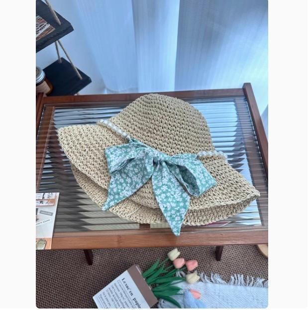 Daisy Raffia Woven Empty Top Hat Children Summer Outdoor Seaside Vacation Sunshade Sun Protection Straw Hat