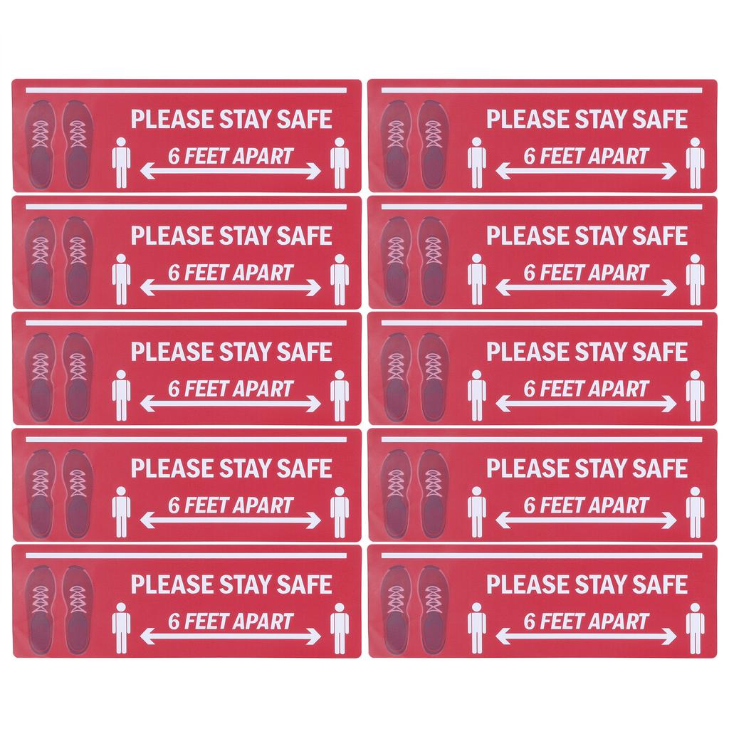 2Set Floor Sticker Safety Distance Sign Marker Warning Decal for Store Hospital SchoolB006