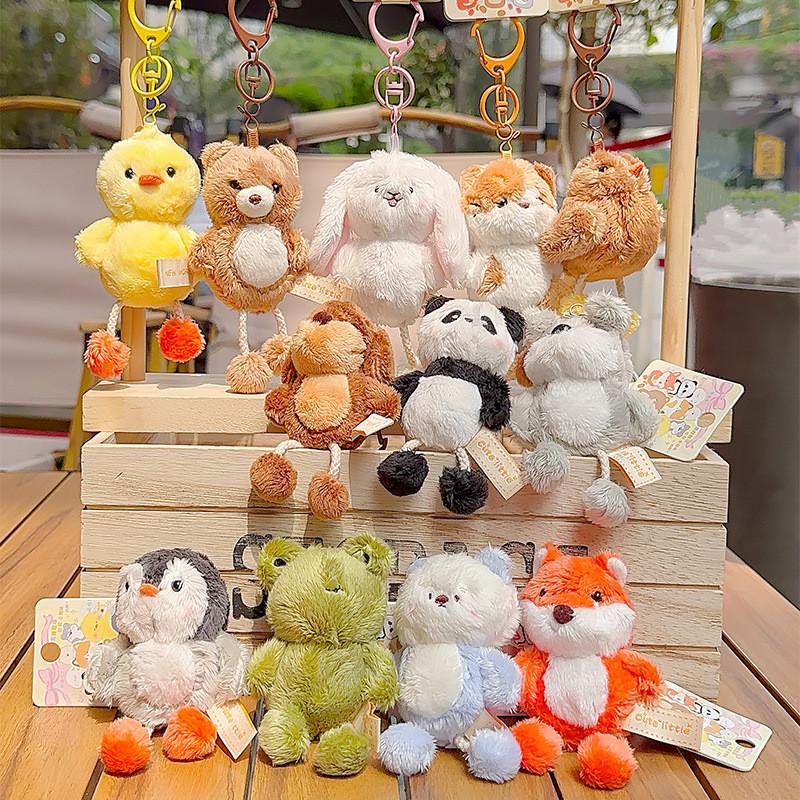 Penguins Rabbits Ducks Bears Cats Animal Pulling The Feet Plush Keychain Gift