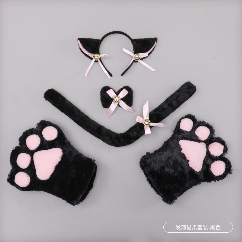 Plush Cat Paw Gloves Lolita Cosplay Costume Cartoon Handwear Soft Furry Fingerless