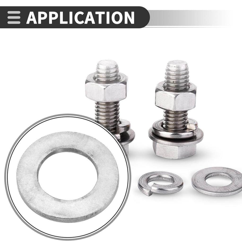 Motoforti Universal Flat Washers, 28mm Inner Diameter, 50mm Outer Diameter, 4mm Thick, Durable Stainless Steel, Silver Tone, 10-Pack