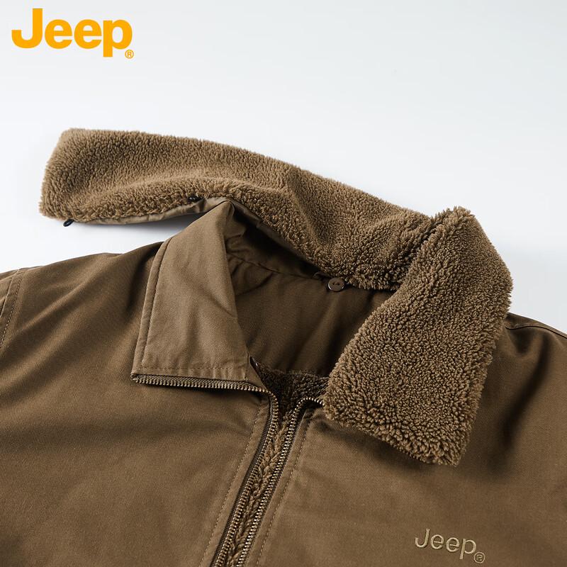 JEEP Men's Autumn/Winter Retro Solid Color Loose Lapel Jacket