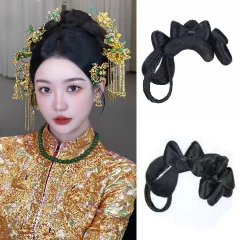 Hairpiece Synthetic Hanfu Chignon Headwear Princess Bow Hair Bun Cheongsam