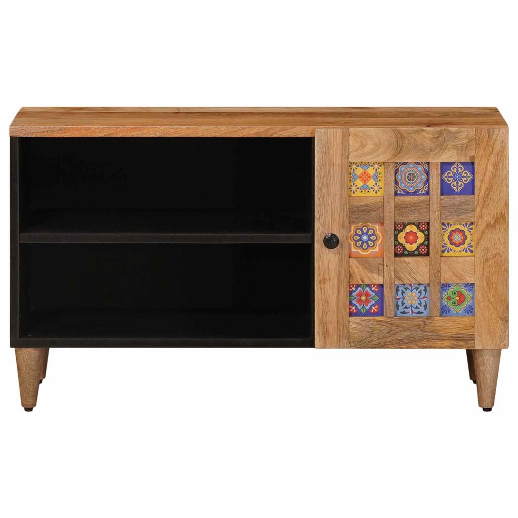 TV Stand with Storage Natural Finish 80 x 33 x 46 cm Solid Mango Wood